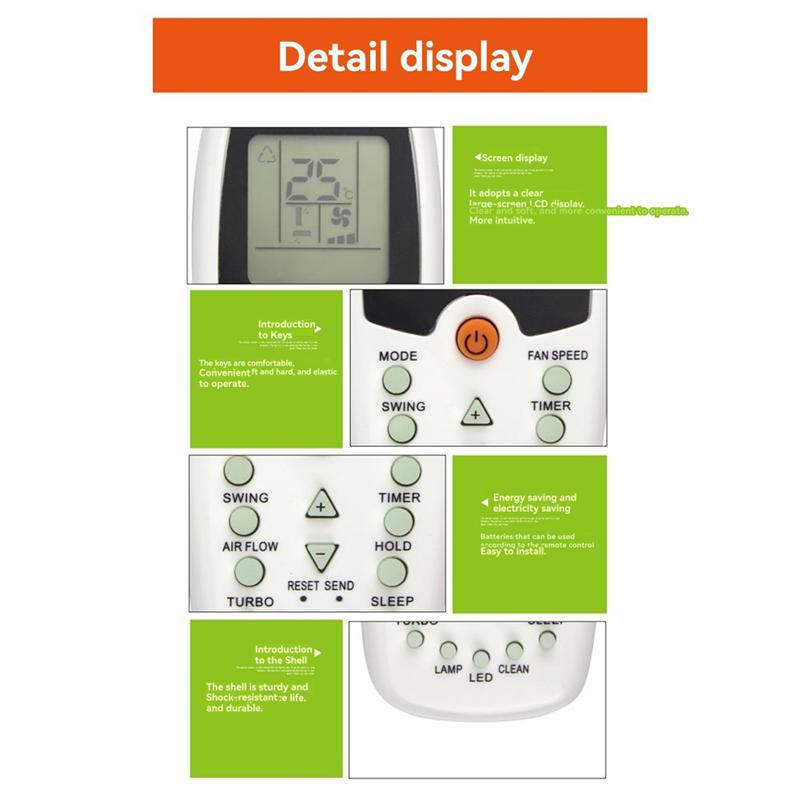ABUO-Universal Remote Control For ZH EZ-01 Air Conditioner Replacement AC Controller
