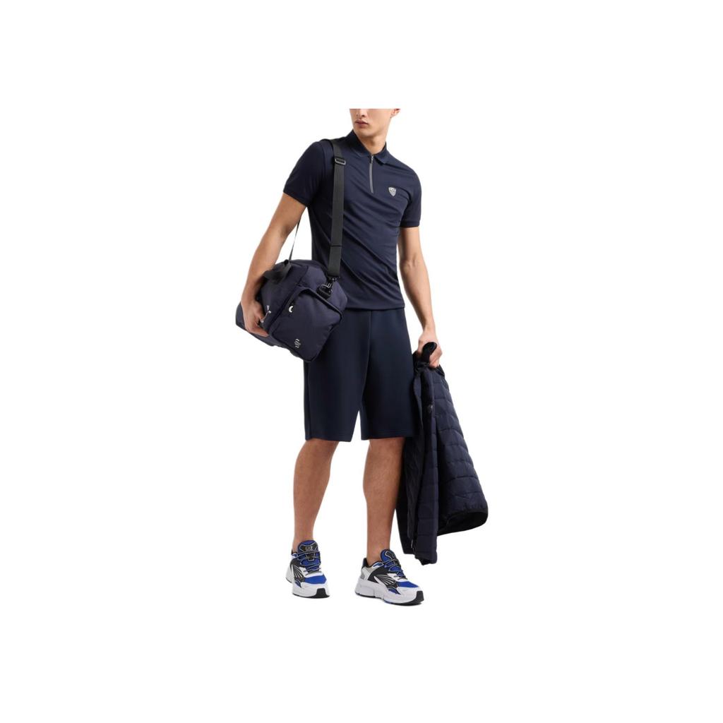 Emporio Armani EA7 Slim Fit Solid Color Polo Shirt Men Tops Navy-Blue 8NPF13-PJRGZ-1562