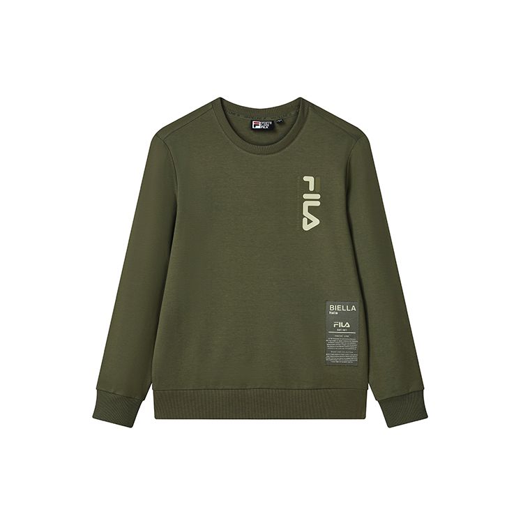 FILA Logo Print Sports Pullover Sweatshirt Men sweatshirt Moss-Green F11M138206F-KK