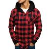 Ramidos Men Autumn Winter Pullover Plaid Top  Hooded  Sweatshirt Outwear Blouse
