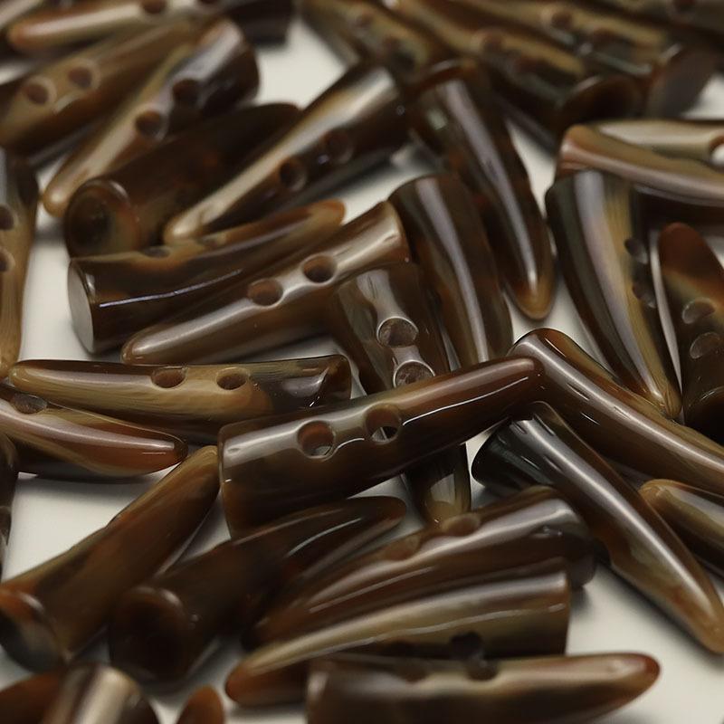 

Horn Buckle Single Head Pointed Two Eyes Resin Button Trench Coat Button Double-Sided Leather Coat Jacket Decorative Button 3 #[56x20mm QH2033 Horn Tip Two Eyes Coffee Color]