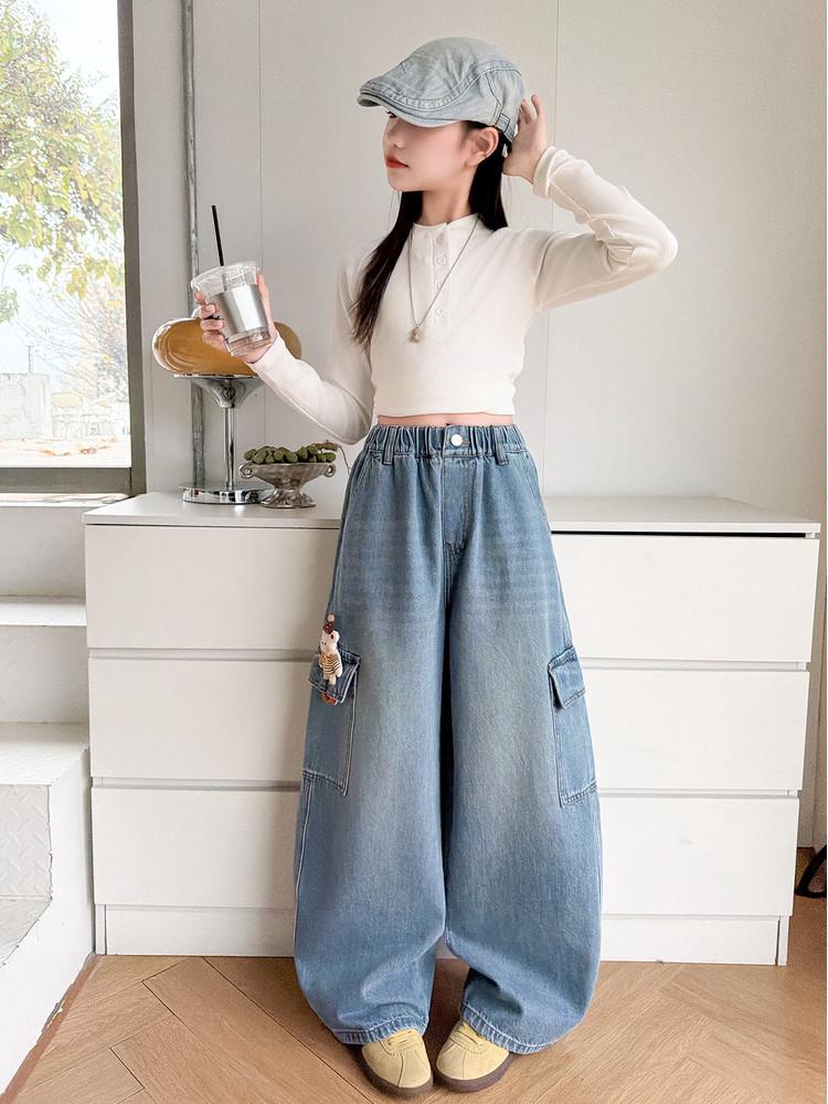 Weite Jeans für Mädchen - Stilvolles Outfit für Frühling/Herbst 2026 für mittlere und große Kinder