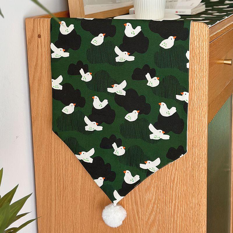

Рождественская зеленая скатерть-дорожка мультяшная милая из чистого хлопка ткань для обеденного стола в стиле ретро украшение для чайного столика ткань-накидка для прихожей комода Pigeon Forest Table Flag 30*120cm