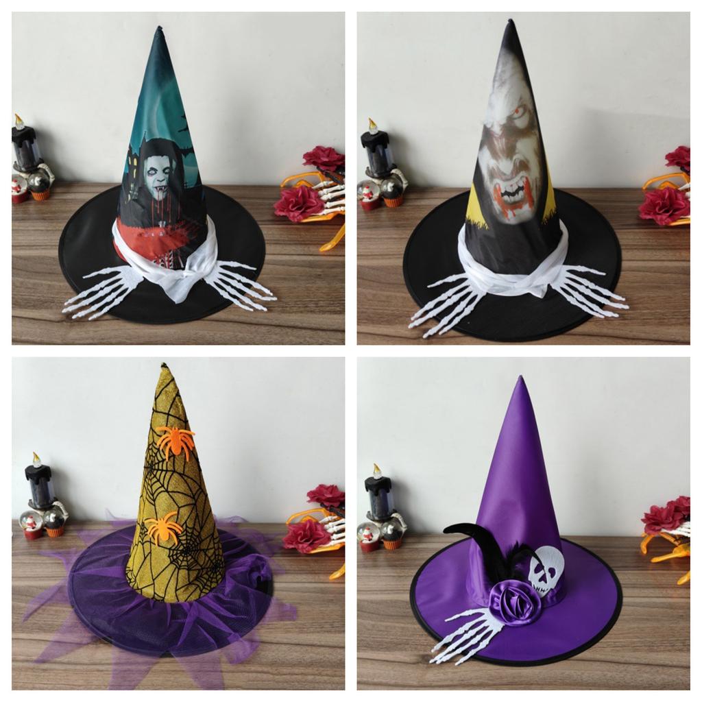 Witch Hat for Halloween Party Spiderwebs Wizard Caps Cosplay Costume Accessories Headwear Masquerades Hat Festival Supply