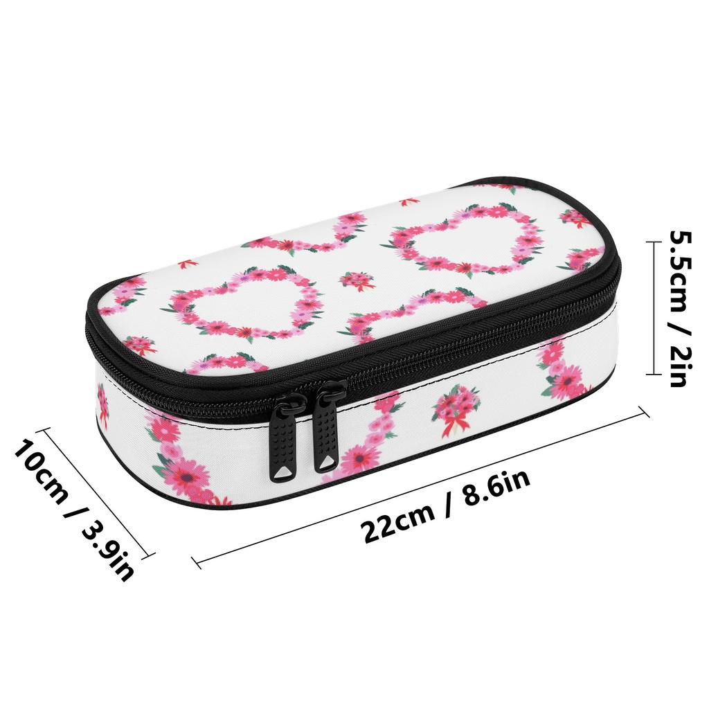 Pencil Case Printed 300D Polyester Zip Around Closure with Mesh Pocket Removable Divider and Pen Slots for School and Study