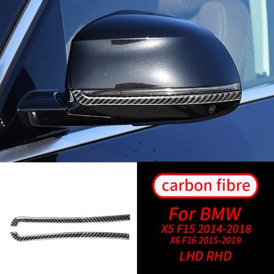 For BMW X5 X6 F15 F16 14-18 2pc Real Carbon Fiber Mirror Cover Moulding Side Mirror Wing Mirror Cover