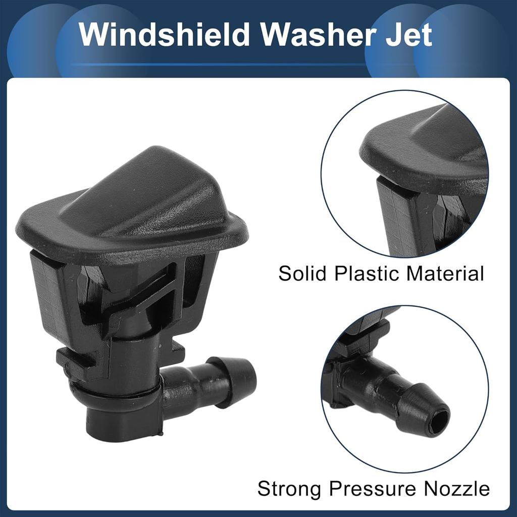 Windshield Washer Nozzle Front with Hose Connector No.68164356AB for Jeep Wrangler 2013-2018 Plastic Black