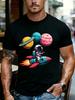 Unisex Astronaut Rocket Planet Balloon Graphic Cotton Crew Neck Short Sleeve Tee Male Street Daily Outdoor Casual Summer Gift Tops