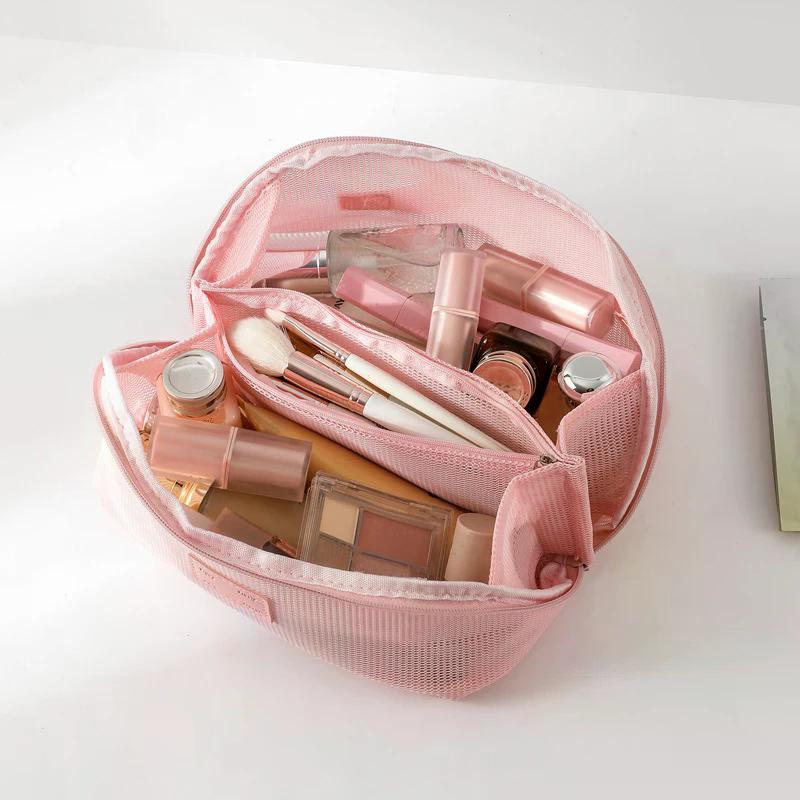 Travel Mesh Makeup Bag Wash Bag Cosmetic Bag Zipper Container For Women Toiletry Bag Makeup Organizer Portable Storage Pouch