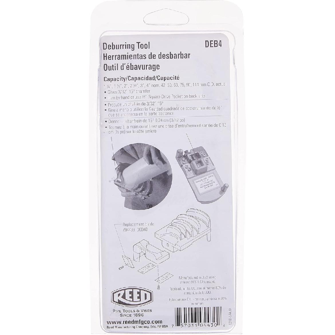 

Инструмент для снятия заусенцев Reed Tool DEB4 для пластика, 1-1/4 до 4 дюймов