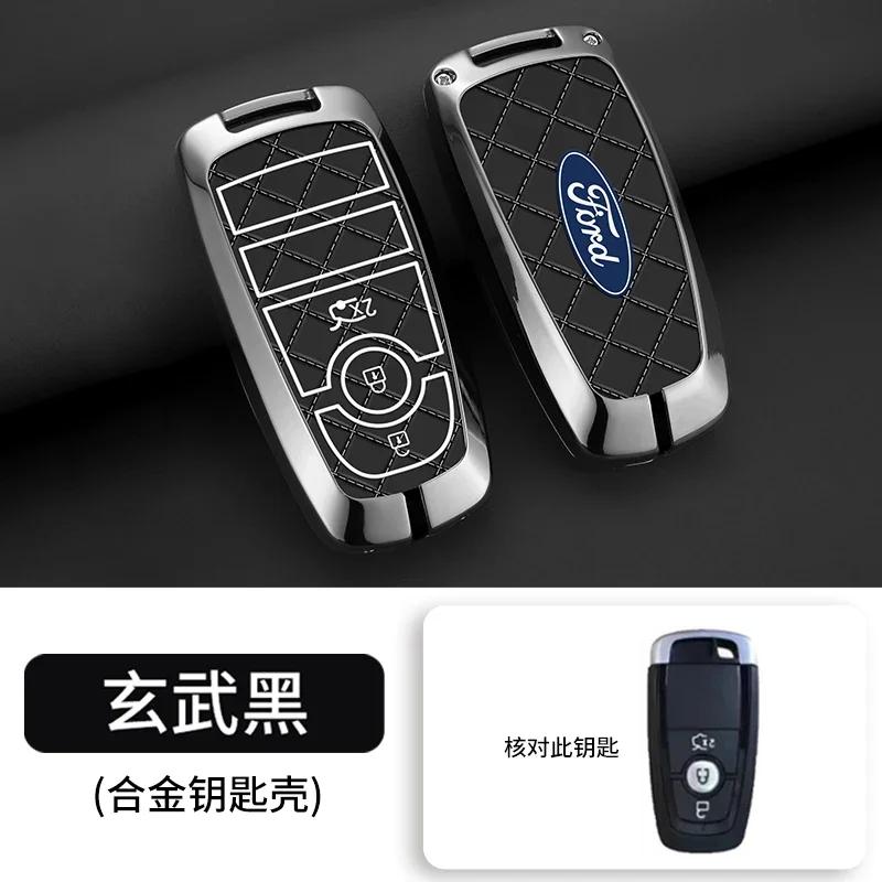 

New 2026 Car Sticker For Ford Zinc Alloy Leather Car Remote Key Case Cover Fob Shell For Ford Fusion Mondeo Mustang Edge Expedit