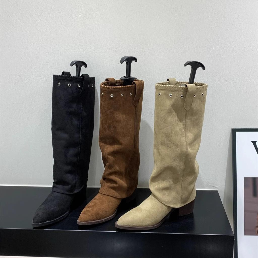 Brown Maillard Suede High Heel Pointed Knight Boots Women's Boots 2025 Fall/Winter Western Skinny Boots