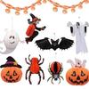 Halloween decorations 3D lantern hanging 9-piece set paper ghost spider witch foldable pumpkin bat party goods haunted house decoration