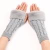 Twist Turned Short Furry Gloves New Style Women's Autumn and Winter Knitted Arm Covers with Exposed Half Finger Woolen Warm Sleeves