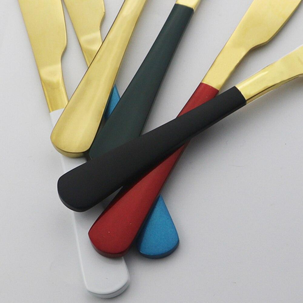 Dinnerware Stainless Steel Set Silverware Set Cutlery Red Gold Dinner Knife Flatware Outdoor Picnic Kitchen Home Tableware Set