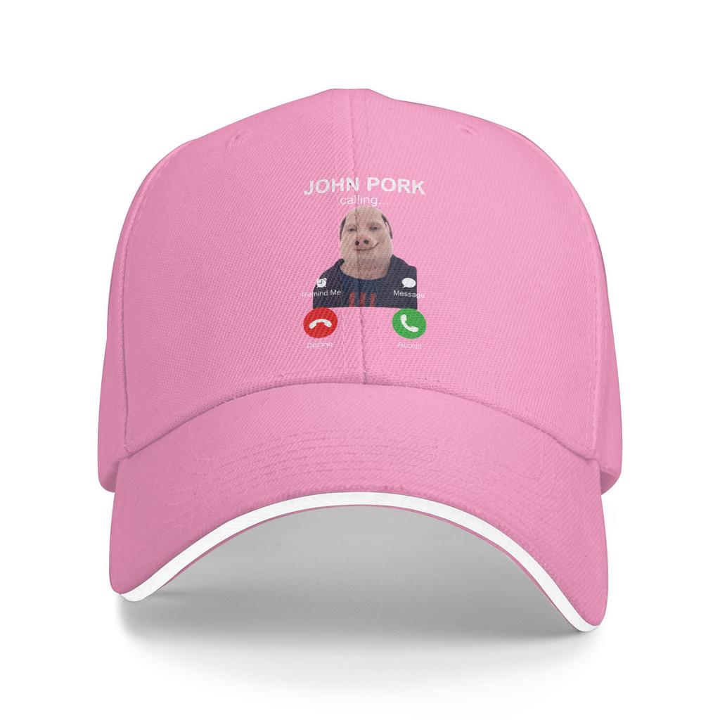 Summer John Pork Is Calling Funny Animal Baseball Cap Outdoor Sport Streetwear Print Sun Trucker Hat Men Breathable Snapback Cap