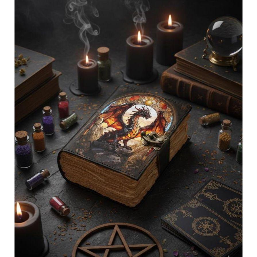 Dragon Leather Grimoire Journal: Vintage Spell Book of Shadows Leather Sketchbook Wedding Planner