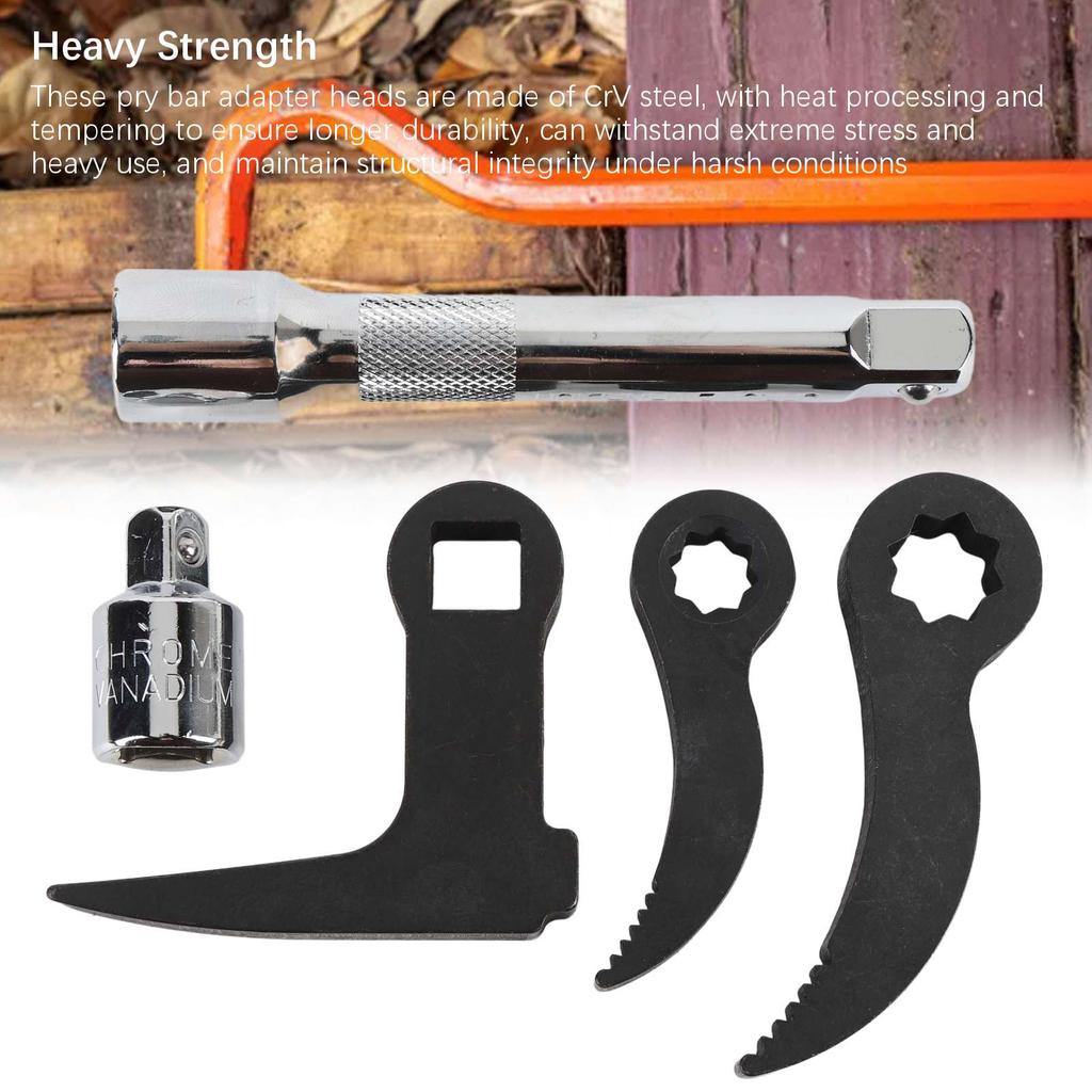 Crowbar Adapter Heads 1 2 and 3 8 Star with Sawtooth 1 2 Square L Type Pry Bar Adaptor Head Half Shaft Removal Tools