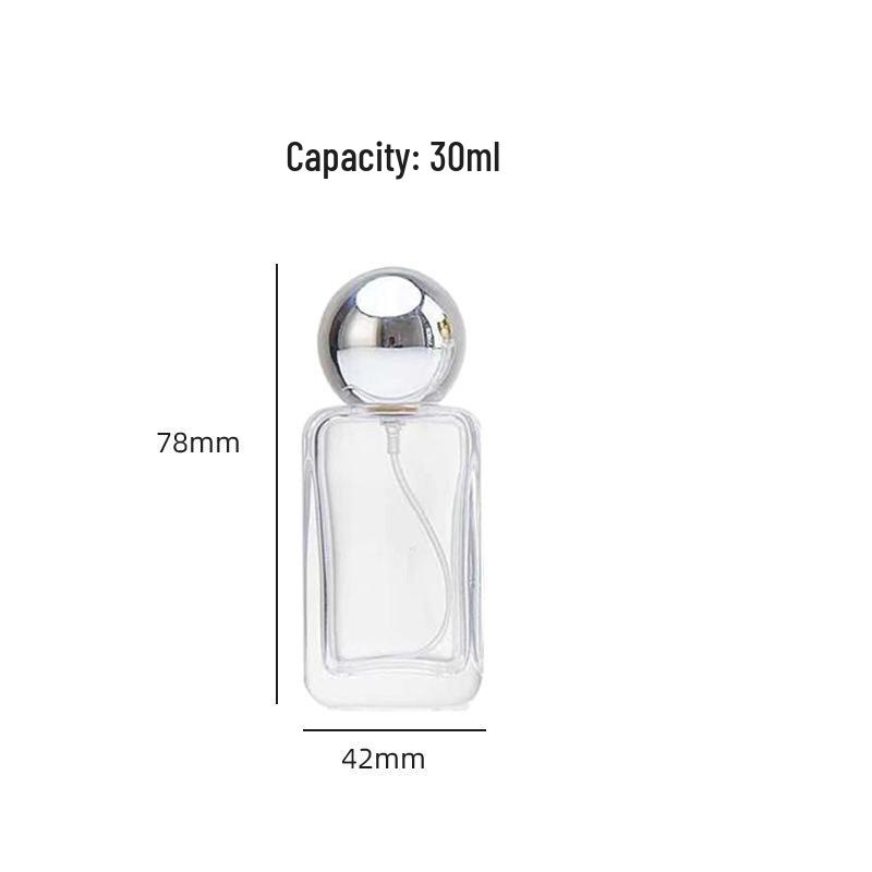 Compact Thick-Bottom Glass Perfume Spray Bottle with Spherical Lid