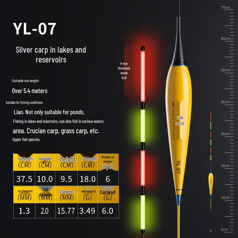 Silver Carp & Bighead Dual-use Luminous Float - Day/Night Hard Tail, Color-Changing Electronic for Hook Bites and Big Fish.