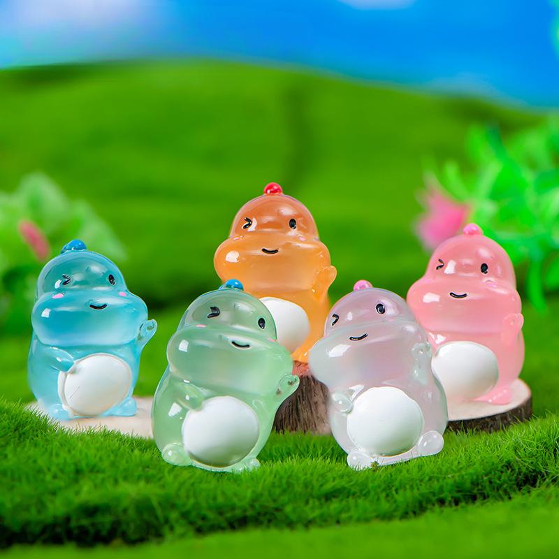 Micro Landscape Decoration Cartoon Cute Color Luminous Dinosaur Resin Decoration Desktop Car Decorative Arts and Crafts Accessories