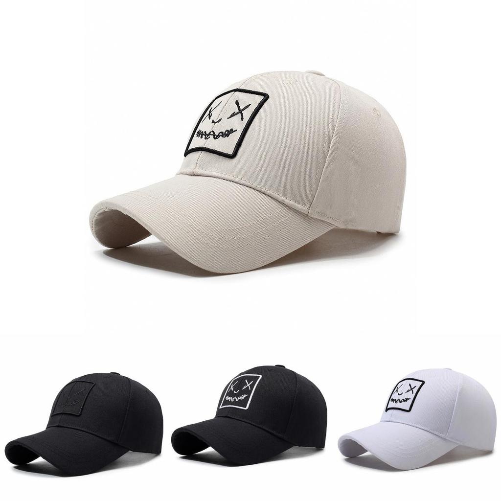 Baseball Cap With Embroidered Face Expression For Sun Protection And Trendy Style For Men And Women
