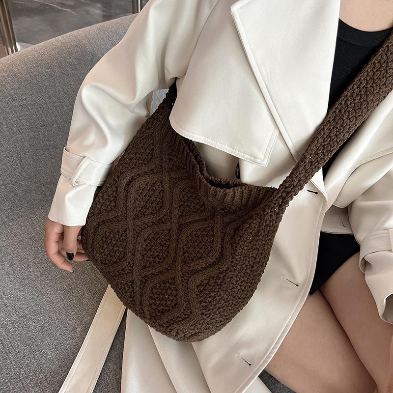 Crochet Womens Shoulder Bags Ladies Designer Knitted Handbags Tote Summer Beach Boho Bag Purses Shopper Satchel KTY