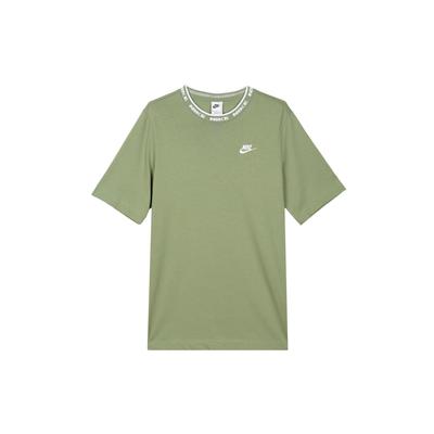 Club Letter Logo Print American Vintage Round Neck Short Sleeve T-Shirt Men Tops Oil-Green FB7310-386