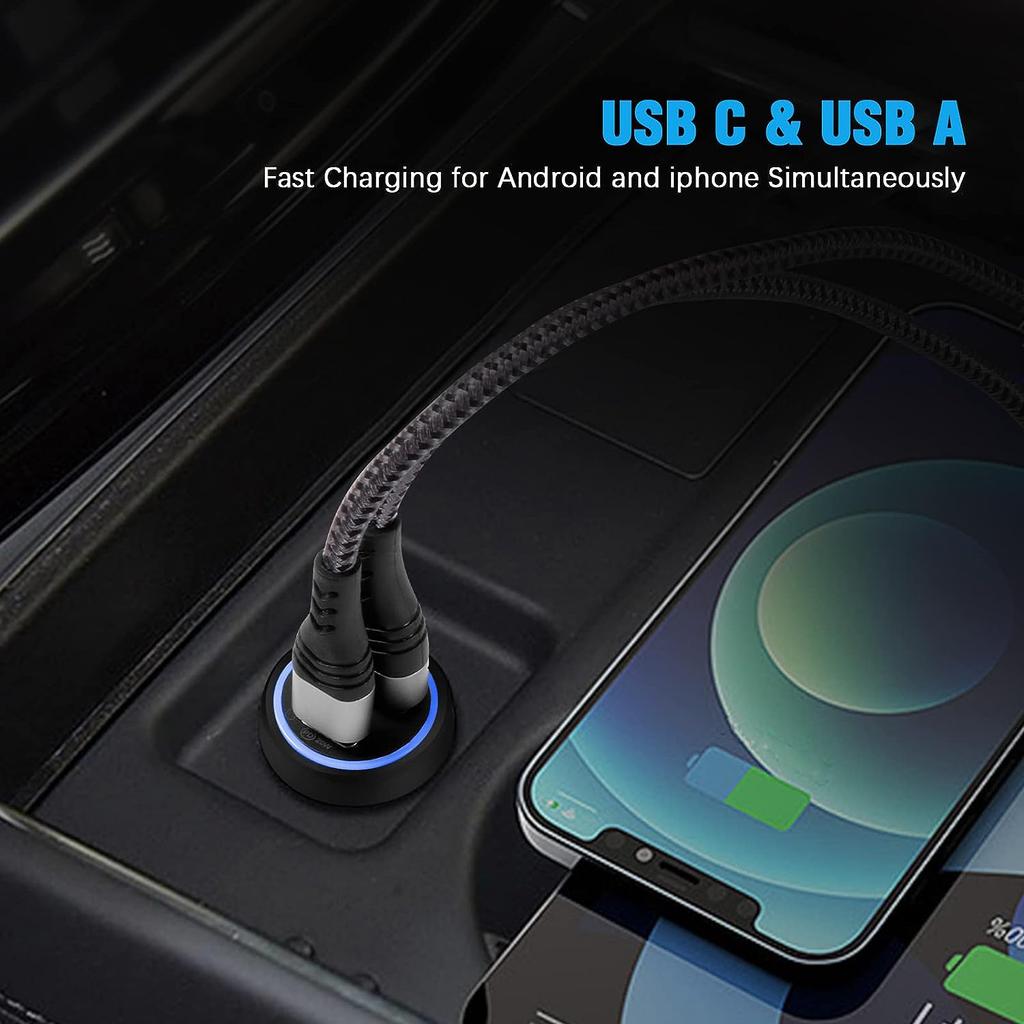 USB Cigarette Lighter Car Charger PD&QC Charger for IPhone PD 30W Quick Charge QC 18W Fast Charger  Mini Car Charger with IPhone Samsung Galaxy