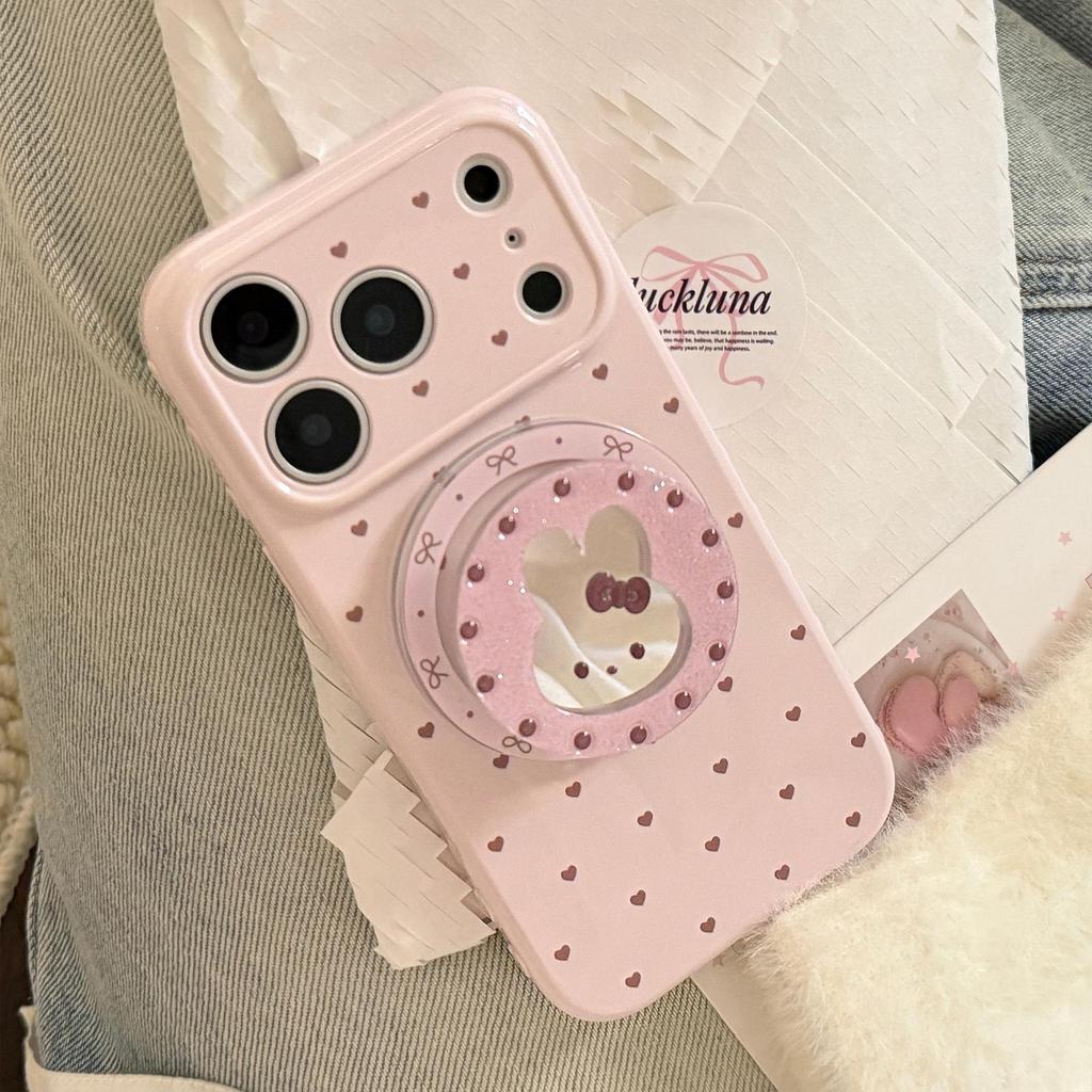 Cute Pink Rabbit Magnetic Phone Case for iPhone 16, iPhone 17, and iPhone 17 Pro Max