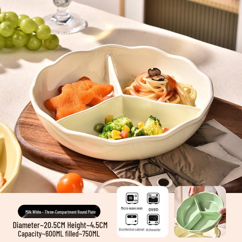 Three-Compartment Ceramic Dining Plate