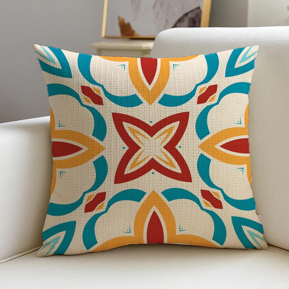 P-Portuguese Style Cushion Cover Cushion Cover Pillowcase, Anti-Mite Invisible Zipper, Linen Sofa Cushion