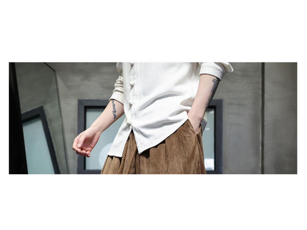 2024 Autumn/Winter Men's Chinese Style Plus Size Corduroy Harem Pants