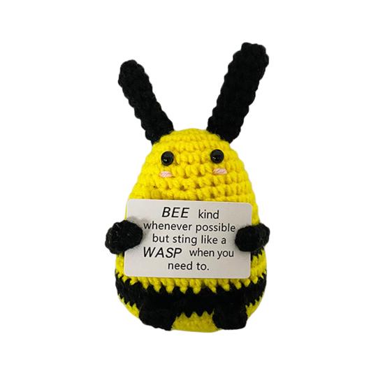 Positive Crochet Animal Doll with Encouraging Card Emotional Support Handmade Knitting Duck