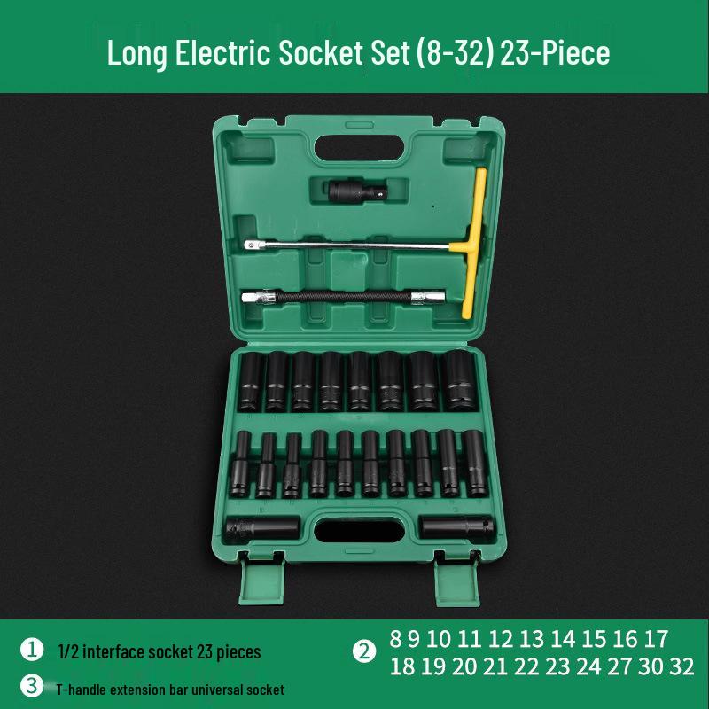 Comprehensive Electric Wrench Kit: Large, Medium, Small Socket Set with Air and Electric Wrench Tool Attachments