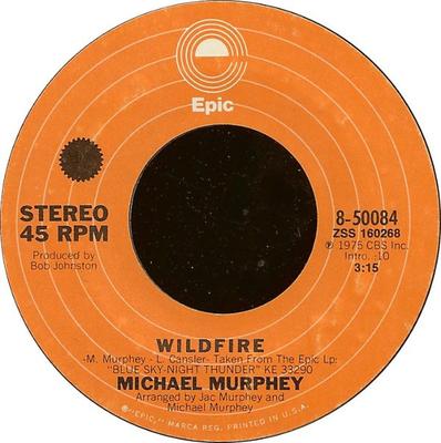 7inch Record MICHAEL MARTIN MURPHEY - Wildfire 850084 Epic 1975 US Rock Used