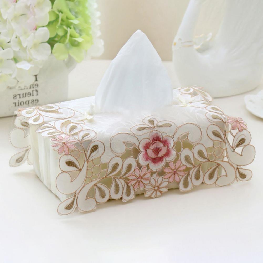 Embroidered Floral Lace Tissue Box Cover Keep Your Tissues Neat and Tidy
