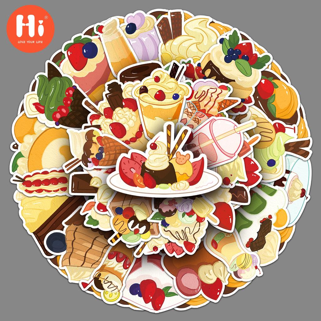 50 original dessert graffiti personalized hand-painted cake Guka children's decoration phone cases, luggage stickers, waterproof