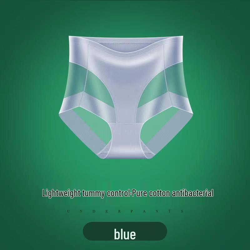 

Бесшовные трусики из ледяного шелка со средней посадкой и антибактериальной хлопковой ластовицей, с контролем живота и лифтингом бедер - Летние шорты больших размеров S (70-90 jin) синий