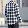 Men's Plush Thickened Long-Sleeve Plaid Shirt - Korean Winter Style