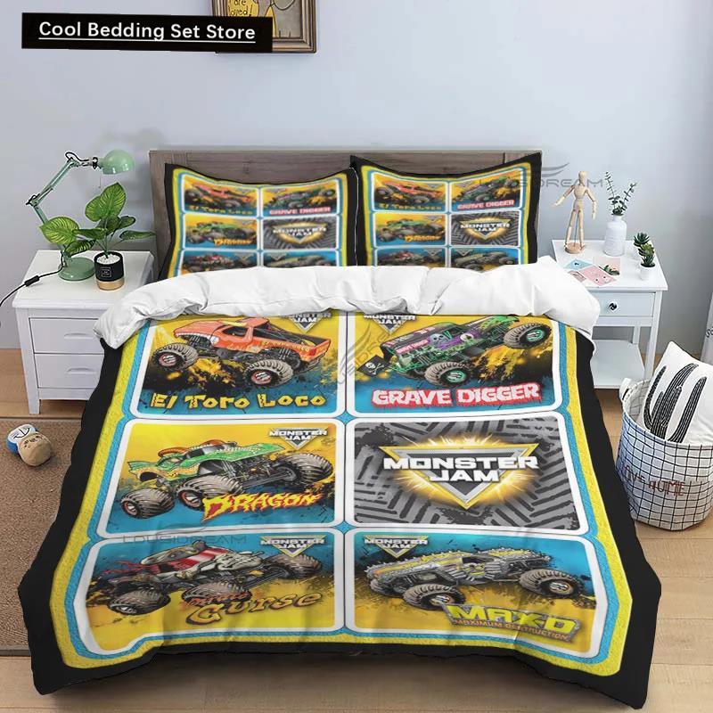 3D Super Monster Truck Monster Jam Comforter Bedding SetDuvet Cover Bed Set Quilt Cover PillowcaseKing Queen Size Bedding Set