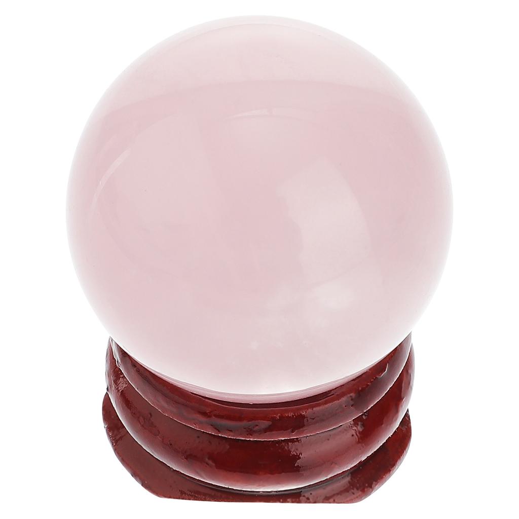 1Pcs Crystal Ball Decor Pink Delicate Powder Crystal Elegant Design Wooden Base Bedroom Living Room Office Ornament