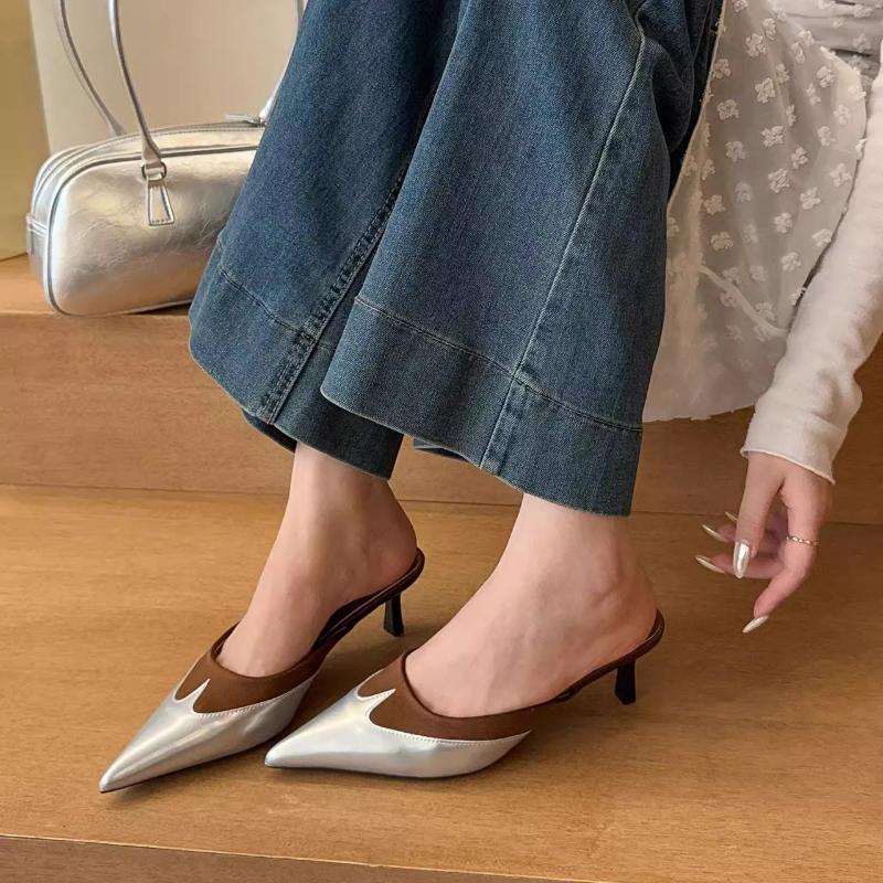 Fashion 2025  new  Elegant Pointed Toe Transparent High Heels  Slipper Shoes Women Black White Shoes Luxury Designer Pump
