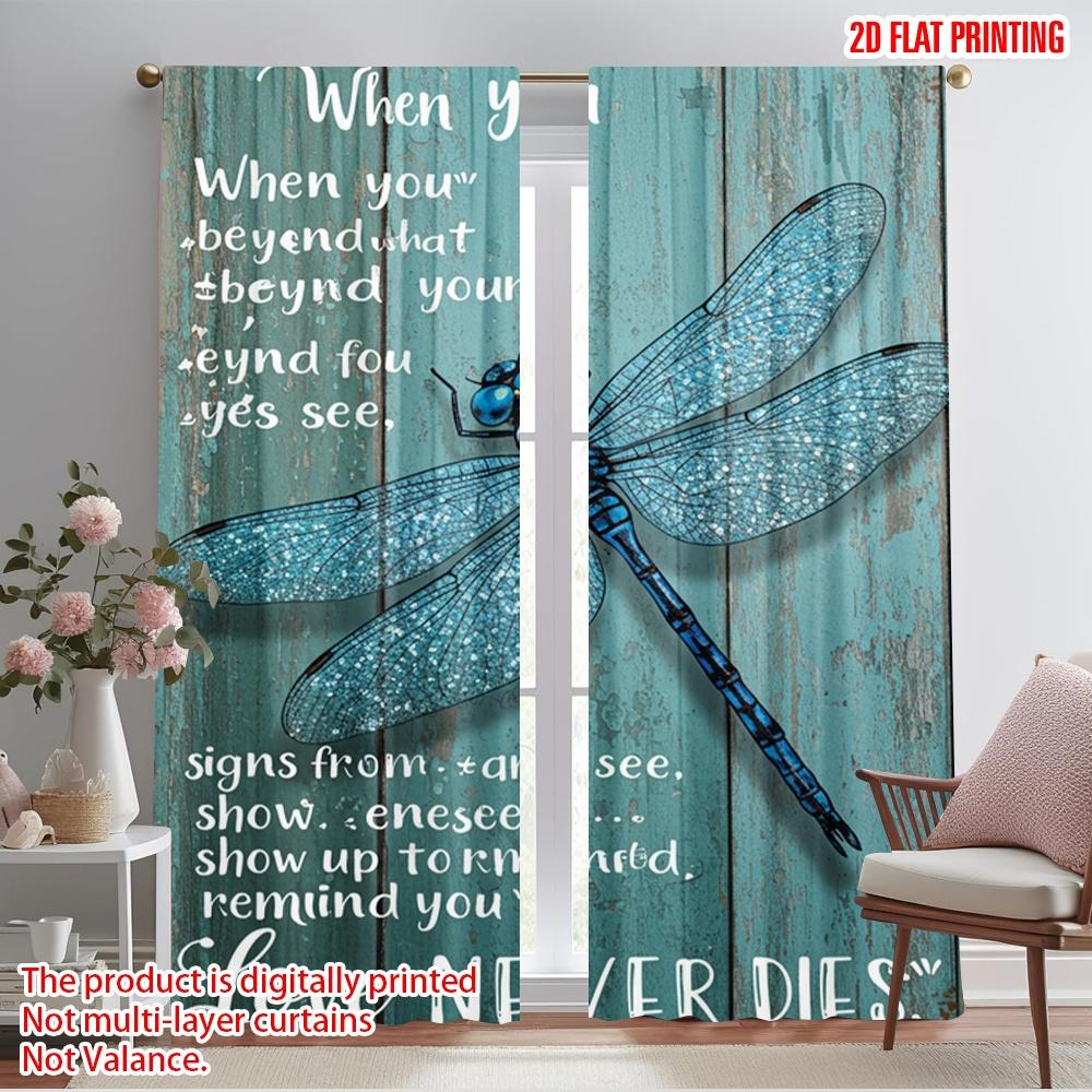 

2pcs 2D flat printing Curtains Believe Dragonfly Heaven Love 100% Polyester Without Electricity 0 Use for General Festive and 52.50×116.00 CM 2pcs