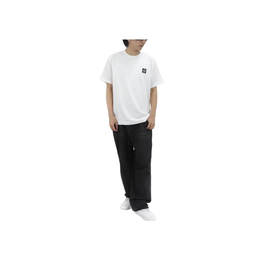 Stone Island Garment Dyed Logo T-Shirt White Men Tops 791524113-A0001