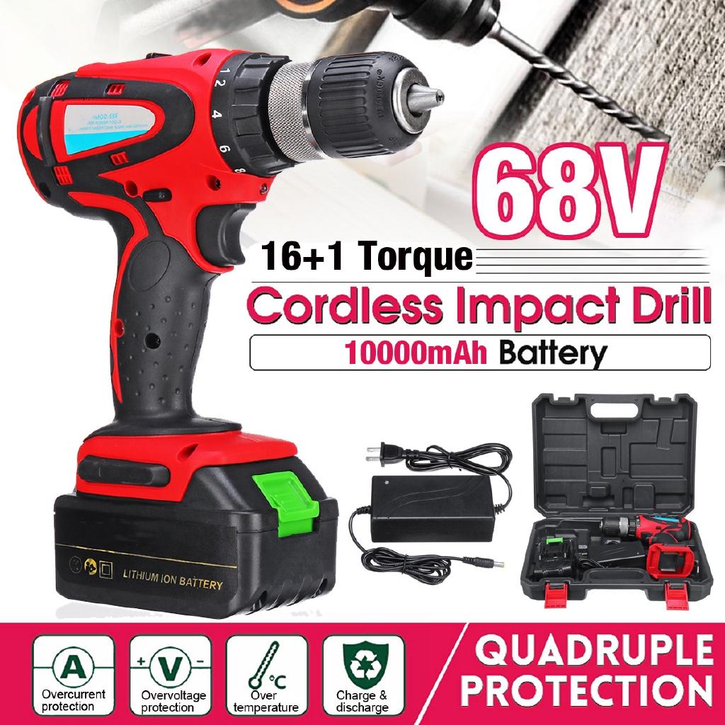 

16+1 Torque Electric Drill Cordless Screwdriver 10000mAh Lithium Battery Cordless Drill Electric Cordless Drill Tool 68V