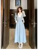 Elegant Women Spring Korean Fashion Blazer Suits Vintage Long Sleeve Blazers+Hight Waist Long Skirts 2 Pieces Sets Office Lady