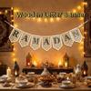 Hollowed Ramadan Decor Pendant Rustic Islamic Flag Garland Wooden Letter Banner  Islamic Festival