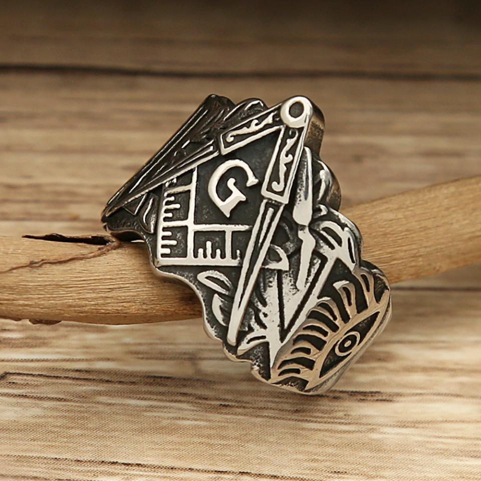 Vintage Stainless Steel Masonic Letter Ring for Men Women Fashion Free Mason Masonic G Rings Amulet Jewelry Gifts Wholesale