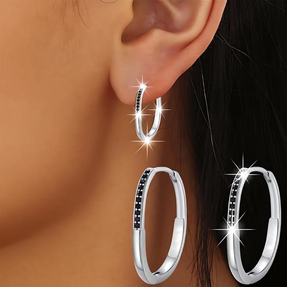 Black Awn Schwarze Steinschmuck-Creolen für Frauen